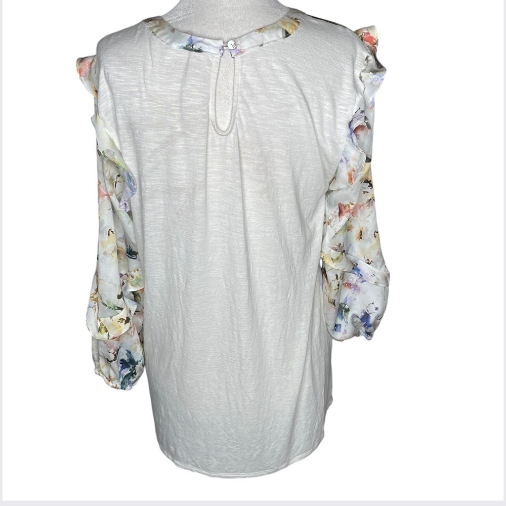 Anthropologie Dolan Floral Long Ruffle Sleeve Blouse Size Medium - Picture 5 of 15
